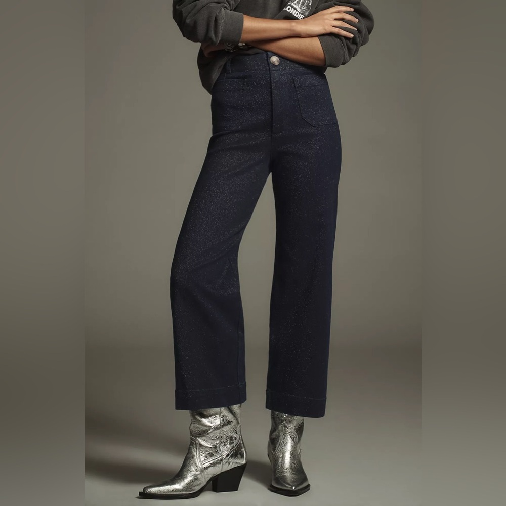 The Colette High-Rise Cropped Wide-Leg Jeans by Maeve: Sparkle Edition - Picture 3 of 8